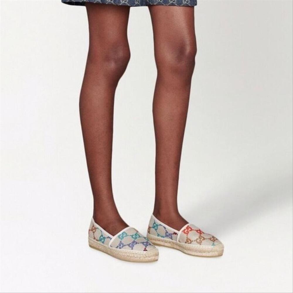 GUCCI Pilar multicolor GG logo embroidered espadrilles flats - Picture 5 of 5